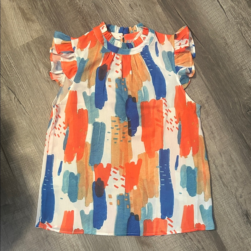 Spring Top with Ruffle Sleeves